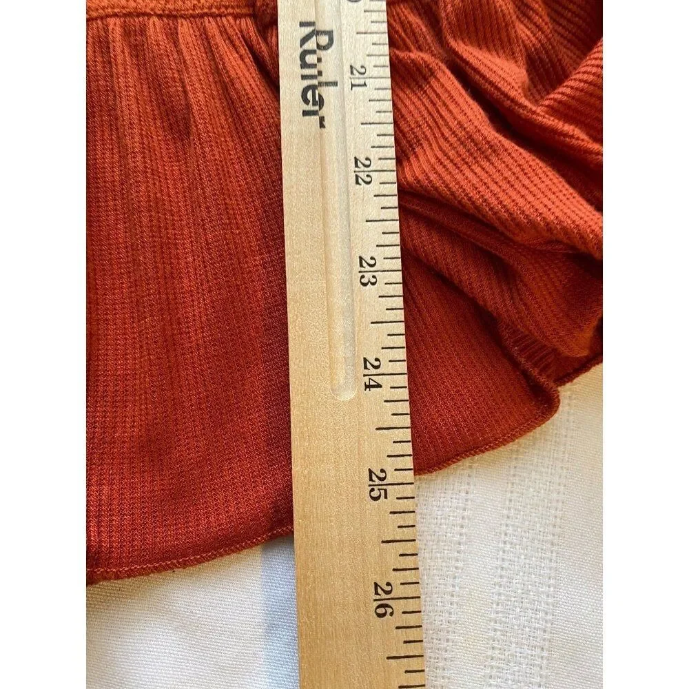 Unbranded Poncho Women’s One Size Rust Cowl Neck Ruffled Hem Hippie Bohemian